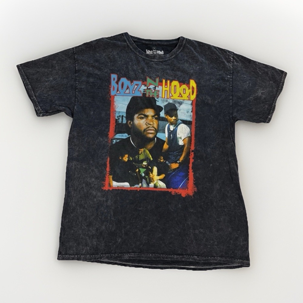 Boyz N The Hood Graphic T-Shirt Mens Large Acid Wash Black Ice Cube Movie Tee 90